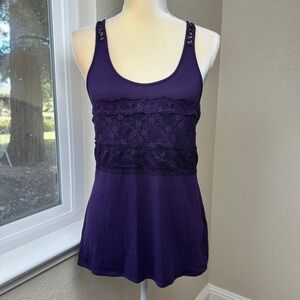 Cosmopolitan Y2K Lace Racerback Tank Top‎ Womens Small Purple Party Night Out